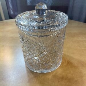 Vintage Cut Crystal Ice Bucket with Lid or Candy, Cookie, Biscotti Jar
